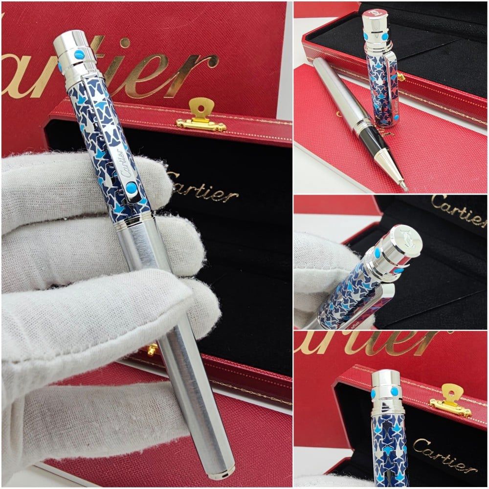 قلم كارتير سانتوس الأصلي بالملحقات الكاملة - سعر قلم كارتير رجالي أزرق وفضي | نايس بوكس