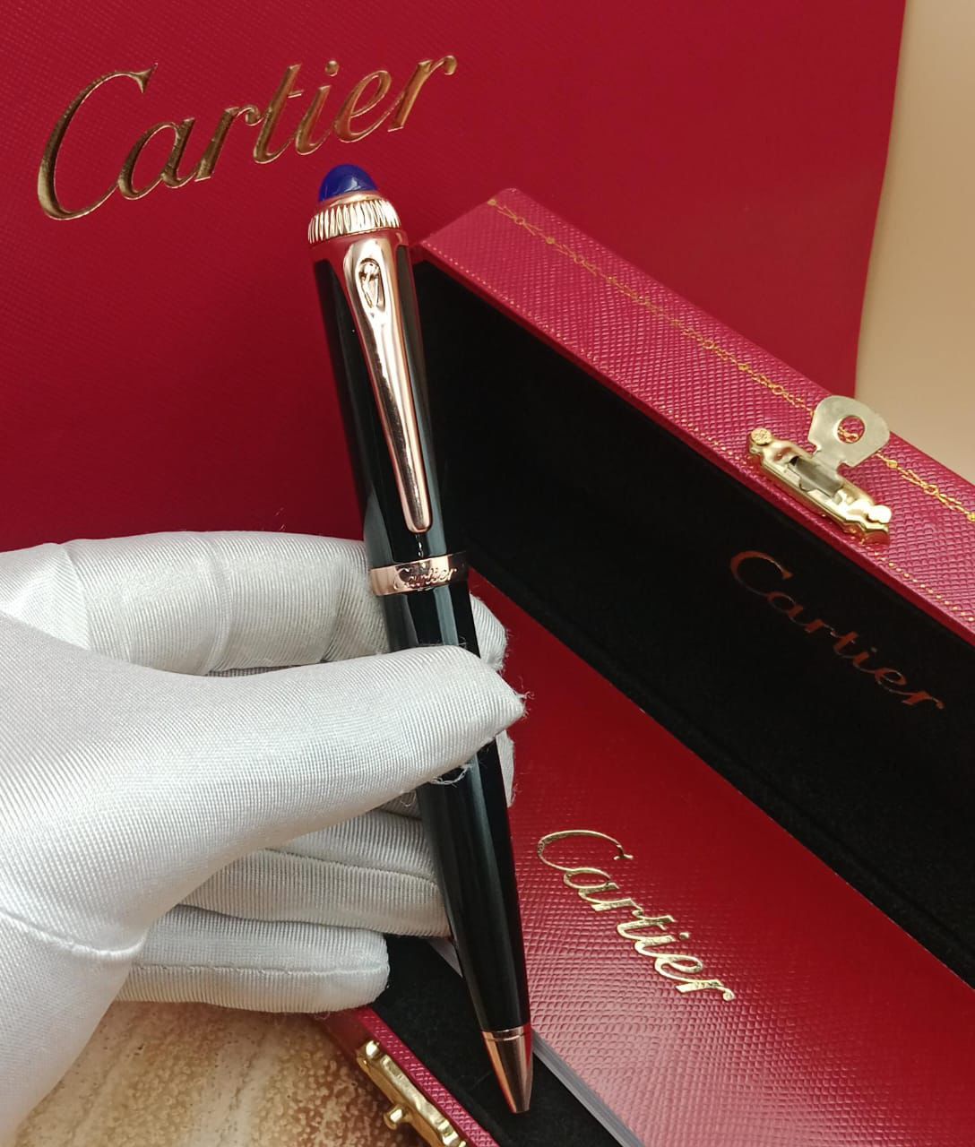 قلم كارتير سانتوس أسود ملكي الأصلي بالملحقات الكاملة - سعر قلم كارتير رجالي فخم | نايس بوكس