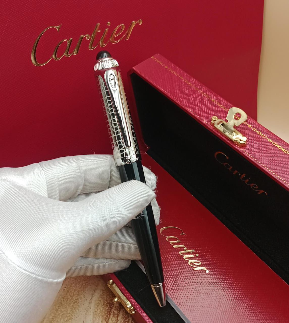 قلم كارتير سانتوس أسود ملكي الأصلي بالملحقات الكاملة - سعر قلم كارتير رجالي فخم | نايس بوكس