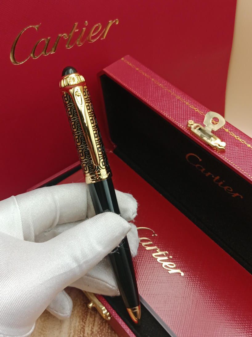 قلم كارتير سانتوس أسود ملكي الأصلي بالملحقات الكاملة - سعر قلم كارتير رجالي فخم | نايس بوكس