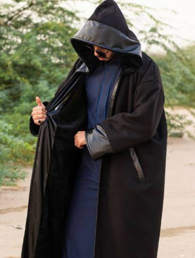 فروة رجالية شتوية جوخ وجهين بأطراف جلد