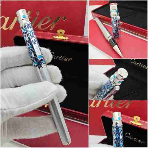 قلم كارتير سانتوس الأصلي بالملحقات الكاملة - سعر قلم كارتير رجالي أزرق وفضي | نايس بوكس