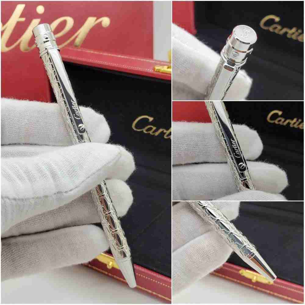قلم كارتير سانتوس الأصلي بالملحقات الكاملة - سعر قلم كارتير رجالي فضي منقوش | نايس بوكس